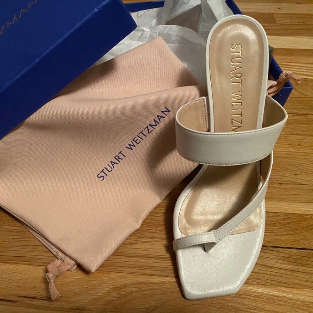 Stuart Weitzman, Size 9AA White, Lyla 75 Sandal